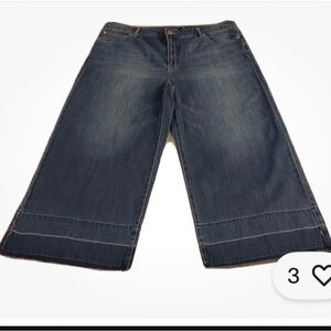 Lauren Ralph Lauren Wide-Leg raw hem cropped Blue Jeans Sz 18W